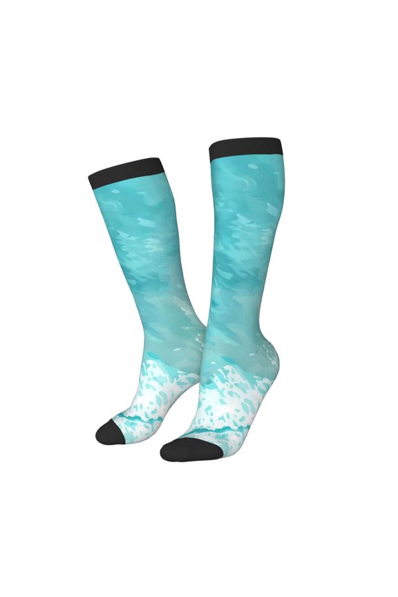 Women Crew Soft Moisture-wicking Socks Tranquil Ocean Canoe Journey Pattern Design Cotton Socks, One Size fit All