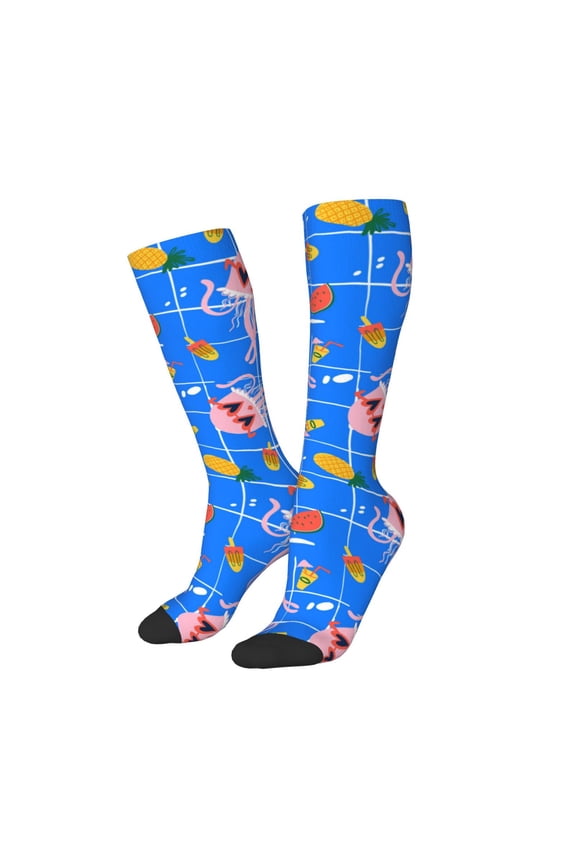 Women Crew Soft Moisture-wicking Socks Tropical Jellyfishes Pattern Design Cotton Socks, One Size fit All