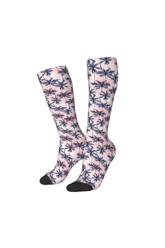 Women Crew Soft Moisture-wicking Socks Tropics Palm Trees Pattern Design Cotton Socks, One Size fit All