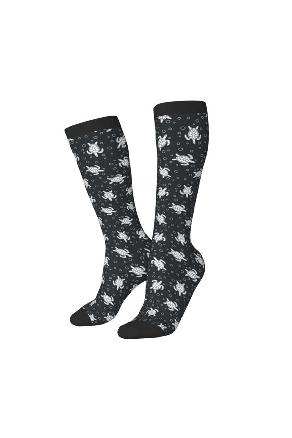 Women Crew Soft Moisture-wicking Socks Turtle Pattern Design Cotton Socks, One Size fit All