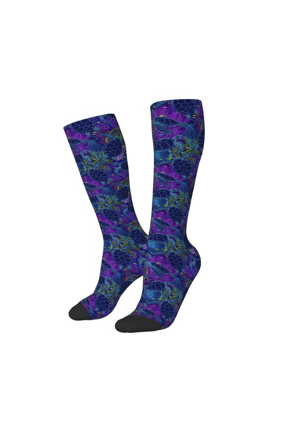 Women Crew Soft Moisture-wicking Socks Turtles Pattern Design Cotton Socks, One Size fit All