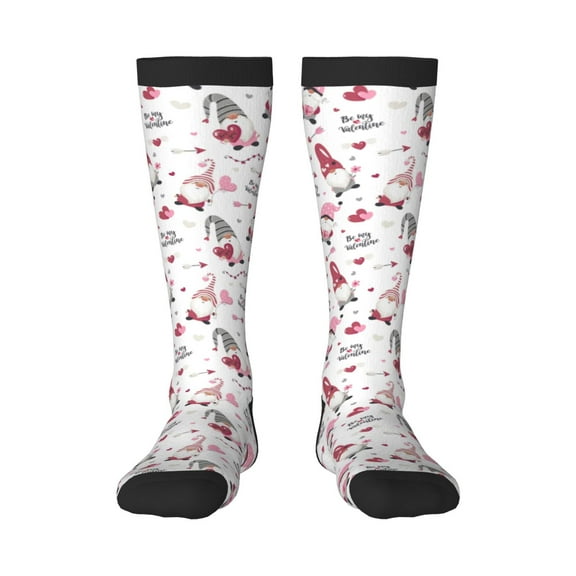 Picia Women Crew Soft Moisture-wicking Socks Valentine's Day gnomes Pattern Design Cotton Socks, One Size fit All