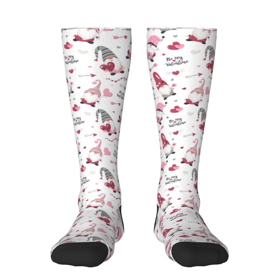 Picia Women Crew Soft Moisture-wicking Socks Valentine's Day gnomes Pattern Design Cotton Socks, One Size fit All