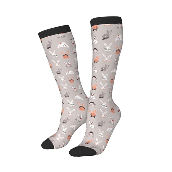 Picia Women Crew Soft Moisture-wicking Socks Various Rabbits Pattern Design Cotton Socks, One Size fit All