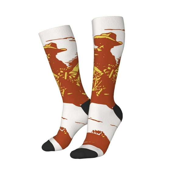 Picia Women Crew Soft Moisture-wicking Socks Vintage Cowboy On A Bronco Horse Pattern Design Cotton Socks, One Size fit All