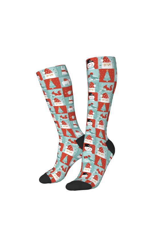 Women Crew Soft Moisture-wicking Socks Warm Christmas Memories Pattern Design Cotton Socks, One Size fit All