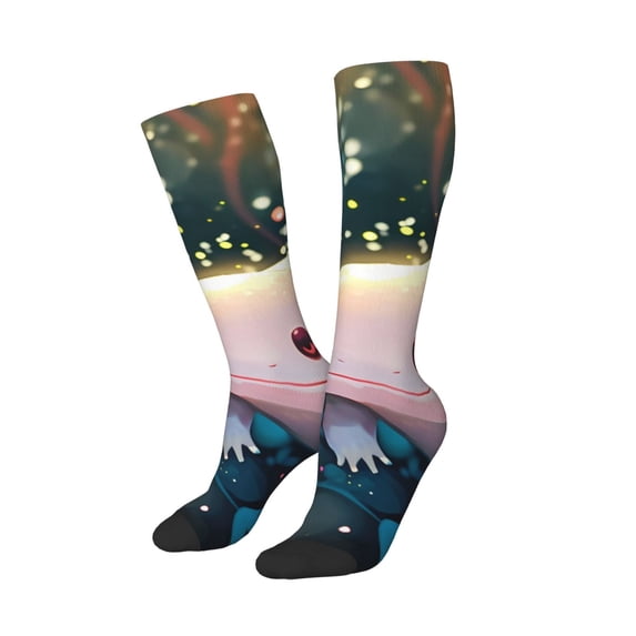 Picia Women Crew Soft Moisture-wicking Socks Whimsical Axolotl Fantasy Pattern Design Cotton Socks, One Size fit All