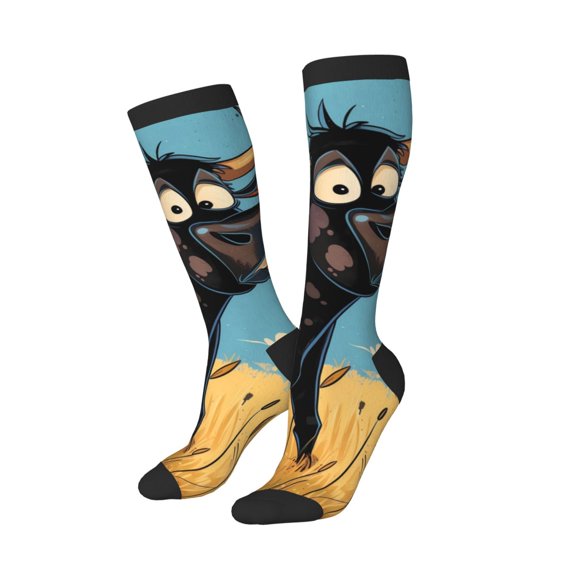 Picia Women Crew Soft Moisture-wicking Socks Whimsical Cartoon Cow Pattern Design Cotton Socks, One Size fit All
