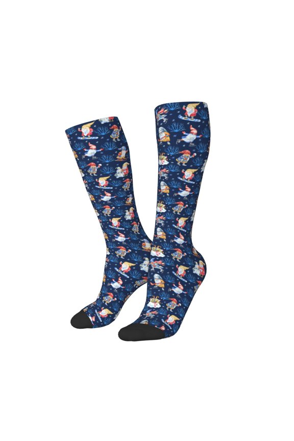 Women Crew Soft Moisture-wicking Socks Winter old man Playtime Pattern Design Cotton Socks, One Size fit All