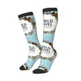 thumbnail image 1 of Picia Women Crew Soft Moisture-wicking Socks World Travel Pattern Design Cotton Socks, One Size fit All, 1 of 9