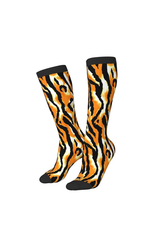 Women Crew Soft Moisture-wicking Socks Zebra Pattern Design Cotton Socks, One Size fit All