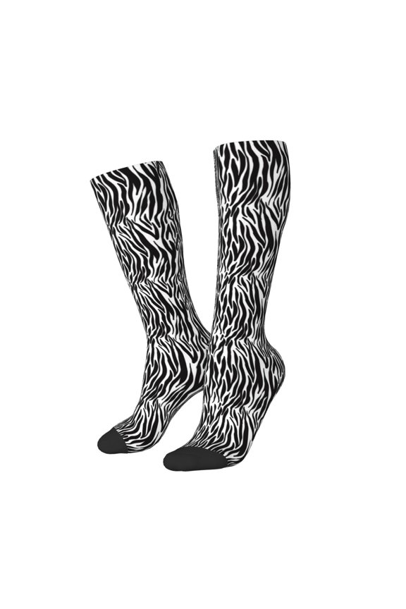 Women Crew Soft Moisture-wicking Socks Zebra Pattern Design Cotton Socks, One Size fit All
