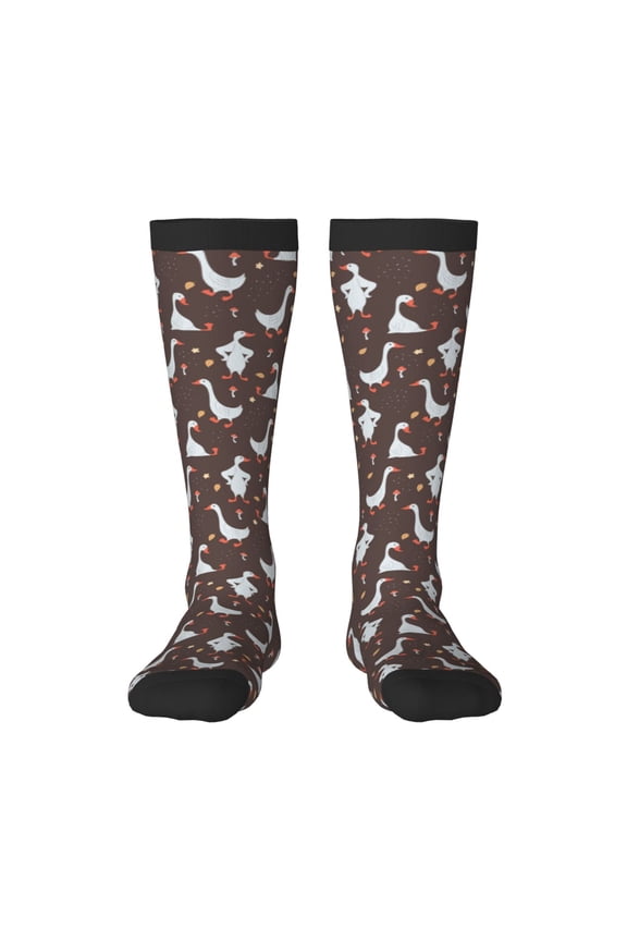 Women Crew Soft Moisture-wicking Socks cartoon geese Pattern Design Cotton Socks, One Size fit All