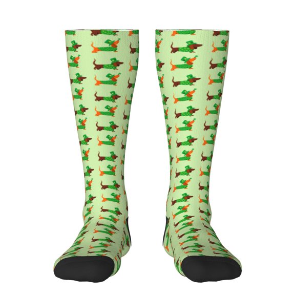 Picia Women Crew Soft Moisture-wicking Socks dogs St Patrick's Day Pattern Design Cotton Socks, One Size fit All