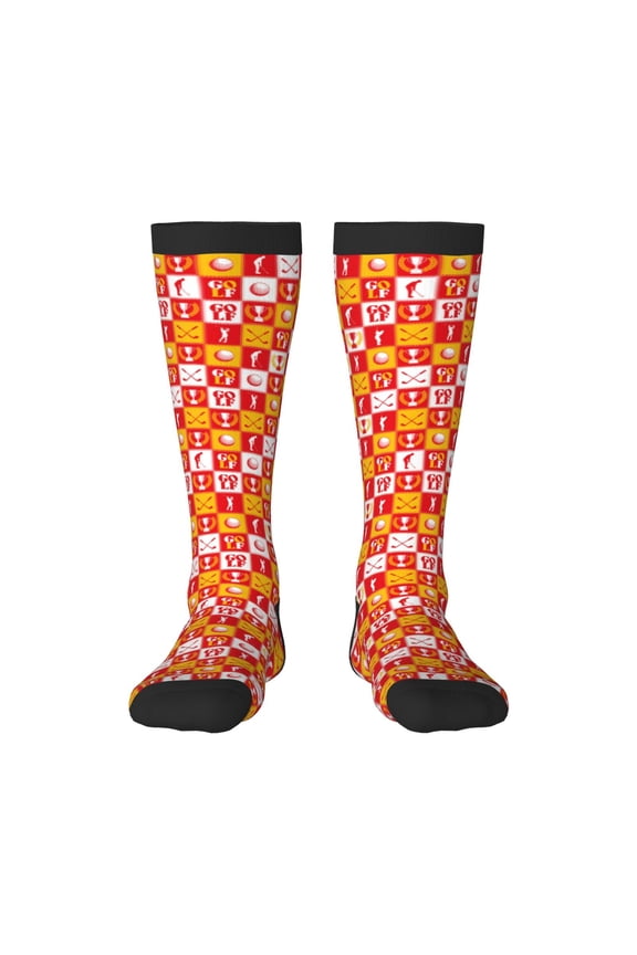 Women Crew Soft Moisture-wicking Socks golf Pattern Design Cotton Socks, One Size fit All