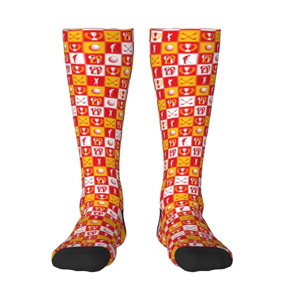 Picia Women Crew Soft Moisture-wicking Socks golf Pattern Design Cotton Socks, One Size fit All