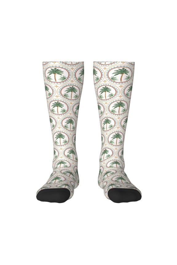 Women Crew Soft Moisture-wicking Socks palm trees Pattern Design Cotton Socks, One Size fit All