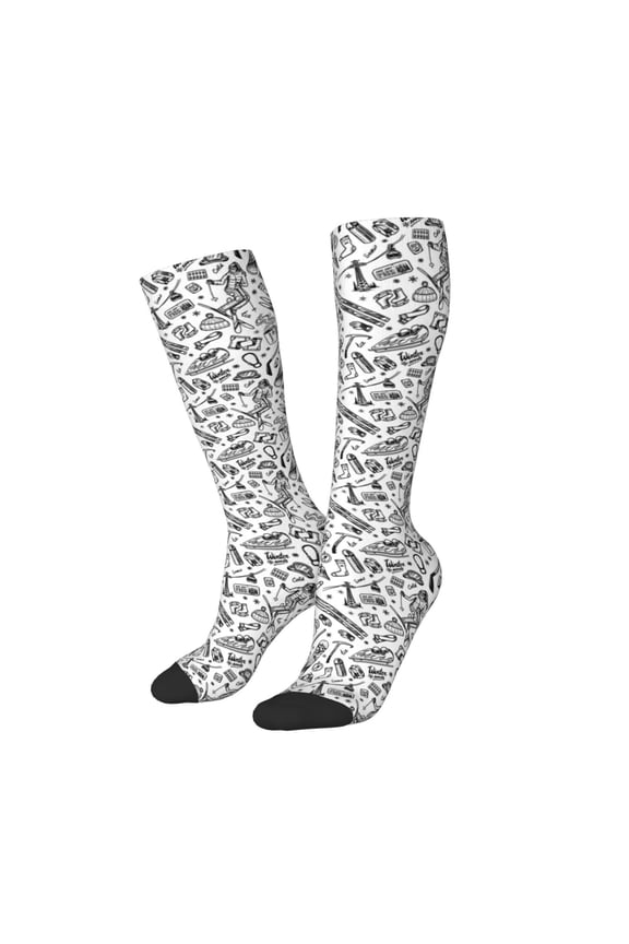 Women Crew Soft Moisture-wicking Socks winter Ski Element Pattern Design Cotton Socks, One Size fit All