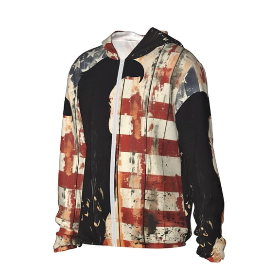 Picia Wood Grain Bald Eagle Women's Men's UPF 50+ Sun Protection Hoodie Shirt Long Sleeve SPF Fishing Outdoor UV Hiking Lightweight Shirts-Large