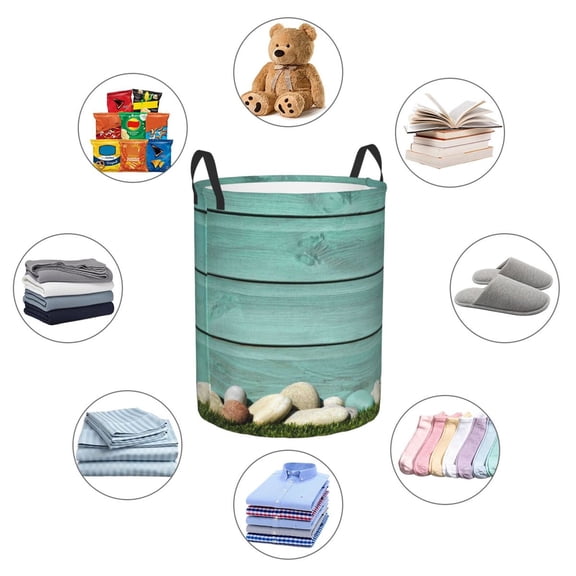 Picia Wood Grain Large Laundry Basket, Waterproof, Freestanding Laundry Hamper, Collapsible Tall Clothes Hamper with Extended Handles-