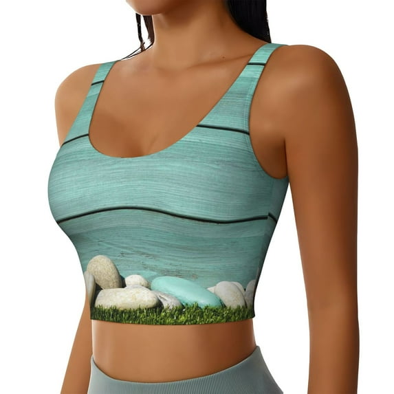 Picia Wood Grain Sports Bra for Women,Padded Strappy Sports Bras Medium Support Yoga Bra with Removable Cups,Running Yoga Bra-Medium