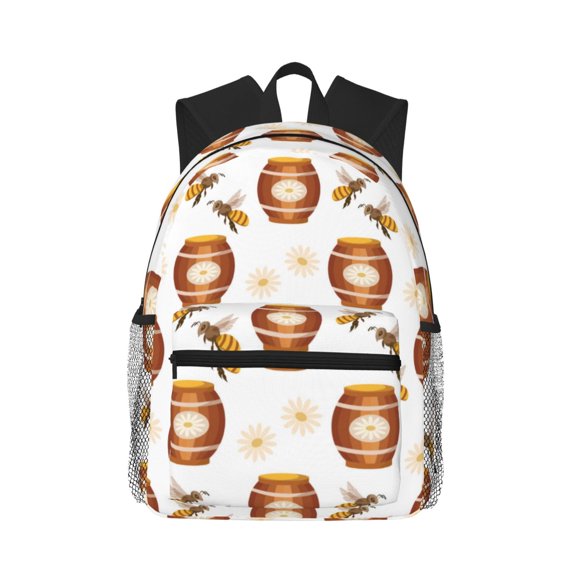 Picia Wooden Barrels With Honey Large Capacity Backpack Classic Style Backpack Casual Backpack Water-Resistant School Work Travel Outdoor Backpack