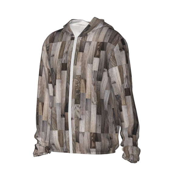 Picia Wooden Texture Women's Men's UPF 50+ Sun Protection Hoodie Shirt Long Sleeve SPF Fishing Outdoor UV Hiking Lightweight Shirts-Large