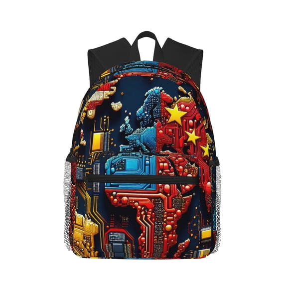 Picia World Map Of Digital Circuits Large Capacity Backpack Classic Style Backpack Casual Backpack Water-Resistant School Work Travel Outdoor Backpack