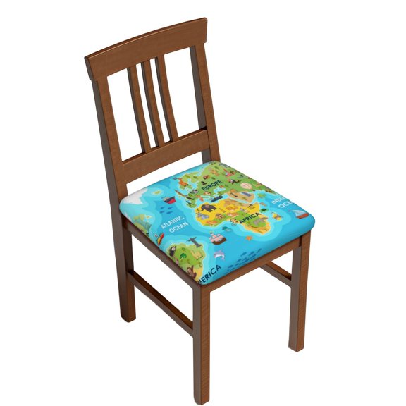 Picia World Map With Animals Landmarks Square Couch Cushion Covers,Magic Sofa Covers Washable,Stretch Couch Covers-16.9in