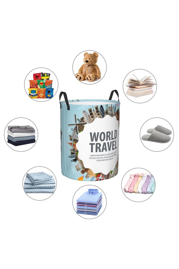 World Travel Large Laundry Basket, Waterproof, Freestanding Laundry Hamper, Collapsible Tall Clothes Hamper with Extended Handles-