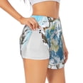 thumbnail image 1 of Picia World Travel Pattern Women's 2 in 1 Athletic Running Shorts High Waisted Workout Casual Gym Sweat Shorts with Comfy Liner Zipper Pockets-X-Large, 1 of 9