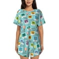 thumbnail image 1 of Picia World Travel1 Pajamas Sets for Women Soft Short-Sleeved Pjs with Lounge Shorts Two Piece Sleepwear-, 1 of 9