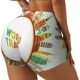 thumbnail image 1 of Picia World Travel3 Printed Workout Shorts for Women Seamless Scrunch Butt Lifting High Waisted Yoga Gym Booty Running Moisture-wicking Short Pants-Small, 1 of 9