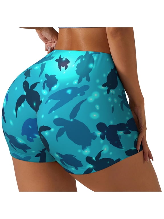 World Turtle Day Printed Workout Shorts for Women Seamless Scrunch Butt Lifting High Waisted Yoga Gym Booty Running Moisture-wicking Short Pants-X-Large