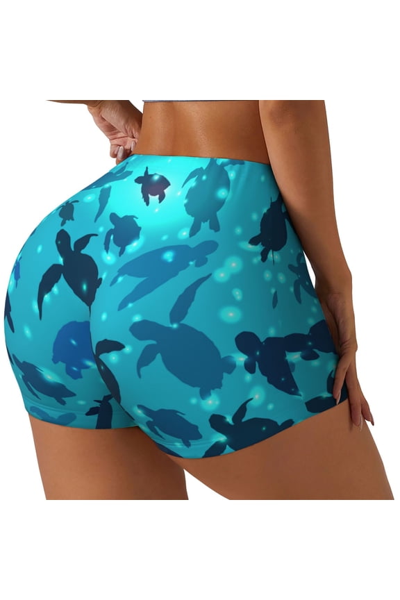 World Turtle Day Printed Workout Shorts for Women Seamless Scrunch Butt Lifting High Waisted Yoga Gym Booty Running Moisture-wicking Short Pants-X-Large