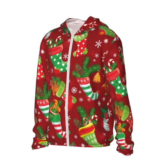 Picia X-mas and New Year Women's Men's UPF 50+ Sun Protection Hoodie Shirt Long Sleeve SPF Fishing Outdoor UV Hiking Lightweight Shirts-Large