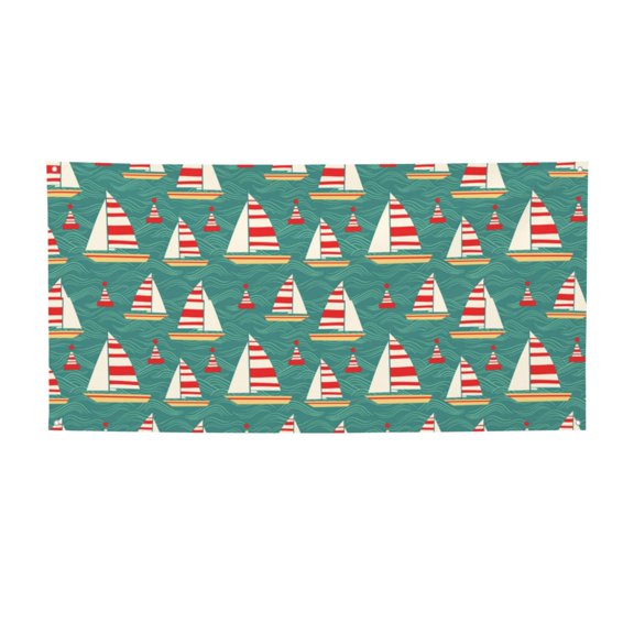 Picia Yachts And Buoys Pattern Party Banner, Festive Decoration, Holiday Banner, Celebration Decor, Event Banner, Reusable Party Banner-Small