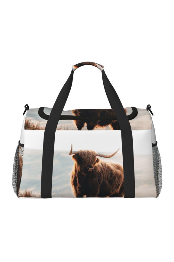 Yak Print Travel Duffle Bag,Weekender Bags for Women with Shoe Compartment, Gym Duffel Bag with Wet Pocket, Hospital Bags for Labor and Delivery