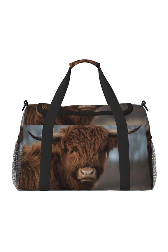 Yak Print Travel Duffle Bag,Weekender Bags for Women with Shoe Compartment, Gym Duffel Bag with Wet Pocket, Hospital Bags for Labor and Delivery