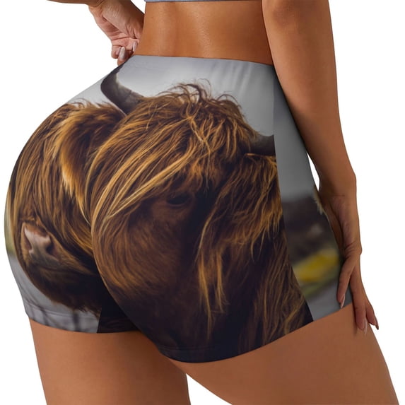 Picia Yak Printed Workout Shorts for Women Seamless Scrunch Butt Lifting High Waisted Yoga Gym Booty Running Moisture-wicking Short Pants-Large