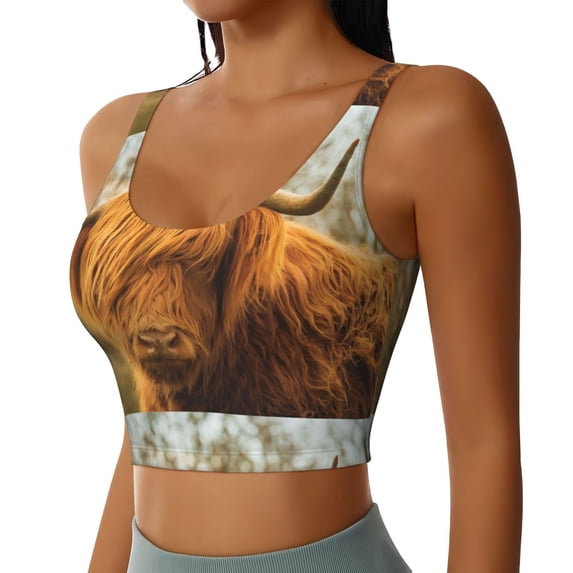 Picia Yak Sports Bra for Women,Padded Strappy Sports Bras Medium Support Yoga Bra with Removable Cups,Running Yoga Bra-Large