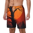 thumbnail image 1 of Picia Yellow Castle Sunset Tree pattern Mens Swim Trunks with Compression Liner Stretch Beach Shorts Quick Dry with Zipper Pockets No-Chafing Board Shorts-Medium, 1 of 9
