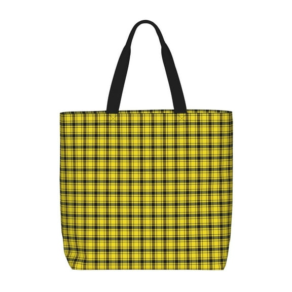 Picia Yellow Checkered Plaid for Tote Bag for Women with Zipper, Gym Tote with Compartments, Laptop Work Tote Nurse Dance Yoga Bag for Sport, Travel