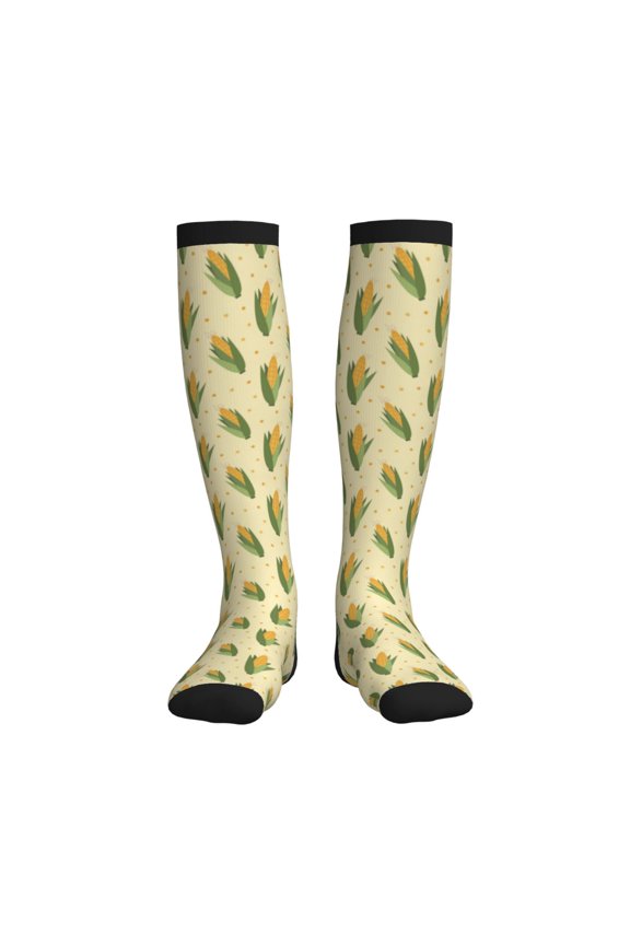 Yellow Corn Printed Sports Compression Socks - 15-20mmHg Graduated Compression, High-Performance Soft and Breathable Socks for Men and Women