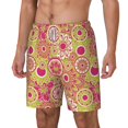 thumbnail image 1 of Picia Yellow Flowers pattern Mens Swim Trunks with Compression Liner Stretch Beach Shorts Quick Dry with Zipper Pockets No-Chafing Board Shorts-Medium, 1 of 9