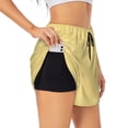 thumbnail image 1 of Picia Yellow Gingham Pattern Women's 2 in 1 Athletic Running Shorts High Waisted Workout Casual Gym Sweat Shorts with Comfy Liner Zipper Pockets-XX-Large, 1 of 9