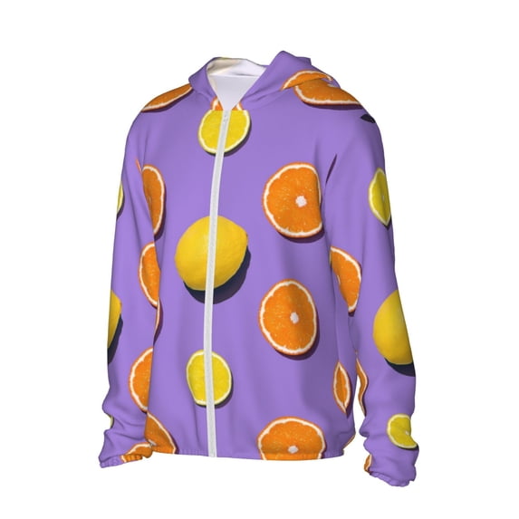 Picia Yellow Lemon And Orange Women's Men's UPF 50+ Sun Protection Hoodie Shirt Long Sleeve SPF Fishing Outdoor UV Hiking Lightweight Shirts-Medium