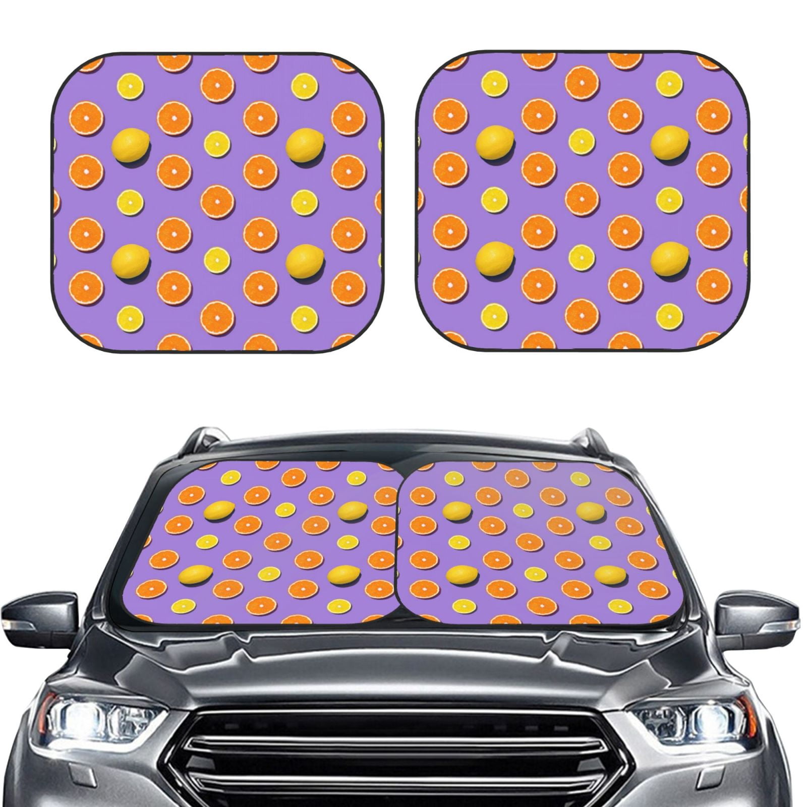 Picia Yellow Lemon And Orange 2 Piece Car Windshield Sun Shade