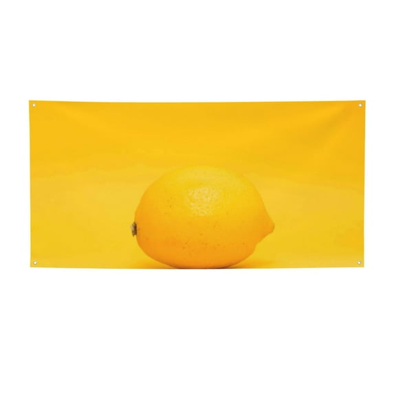 Picia Yellow Lemon Pattern Party Banner, Festive Decoration, Holiday Banner, Celebration Decor, Event Banner, Reusable Party Banner-Small
