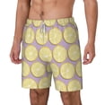 thumbnail image 1 of Picia Yellow Lemon Slices pattern Mens Swim Trunks with Compression Liner Stretch Beach Shorts Quick Dry with Zipper Pockets No-Chafing Board Shorts-Large, 1 of 9